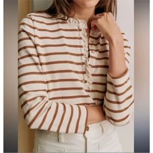 Sezane Gaël Marinière Ecru / Caramel - Size XL